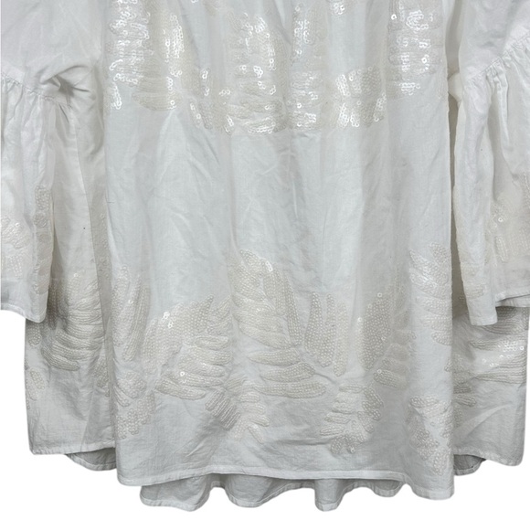Marc Cain cotton peasant blouse, M, sequins, off shoulder, bell sleeves Boho - Picture 4 of 8